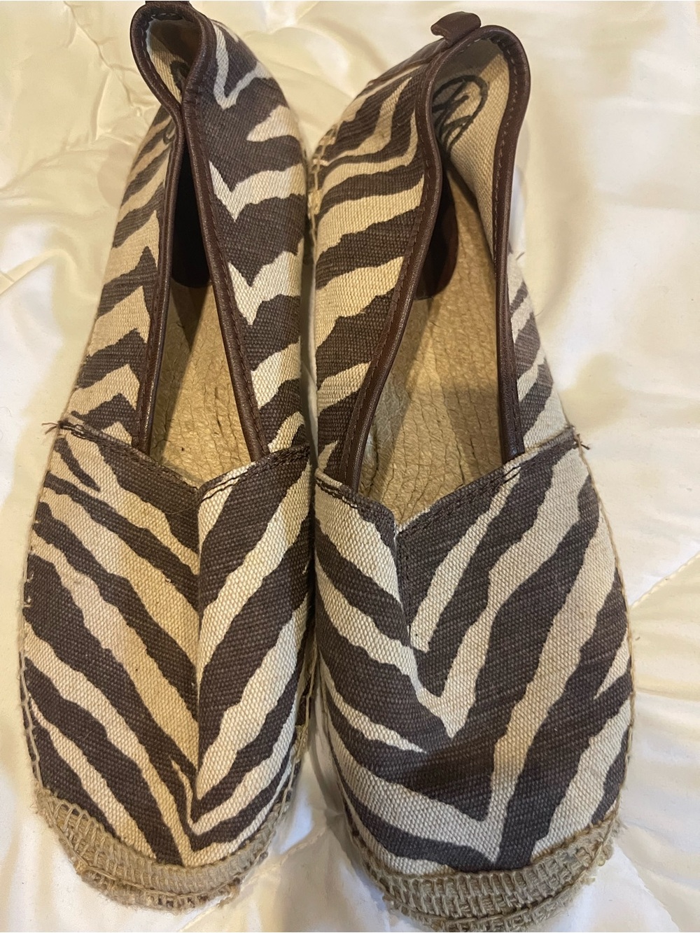 Michael Kors Zebra-Print Espadrille Flats in Brown & Cream